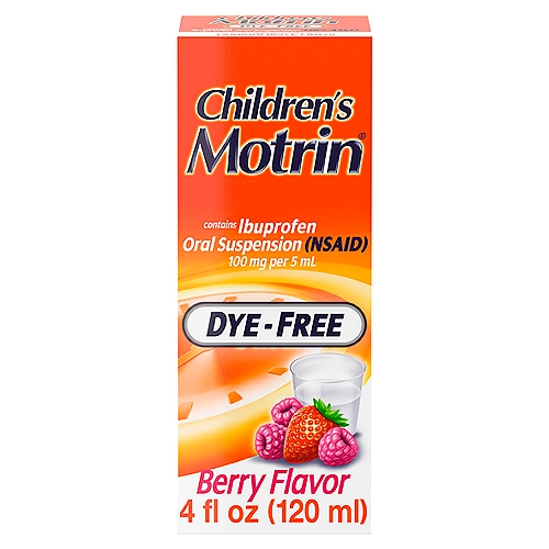 Children's Motrin Ibuprofen Kids Medicine, Berry Flavored, Dye-Free, 4 fl. oz