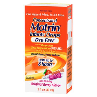 Motrin Original Berry Flavor Infants' Drops Pain Reliever, For Ages 6 Mos. to 23 Mos., 1 fl oz Image 5 of 10