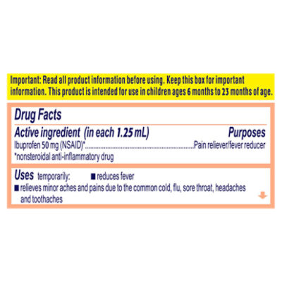 Motrin Original Berry Flavor Infants' Drops Pain Reliever, For Ages 6 Mos. to 23 Mos., 1 fl oz Image 4 of 10