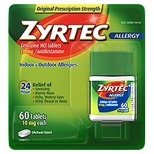 ZYRTEC Indoor & Outdoor Allergy, Tablets, 60 Each