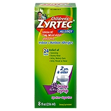 ZYRTEC Children's Indoor & Outdoor Allergies Grape Syrup, 2 Yrs. & Older, 8 fl oz