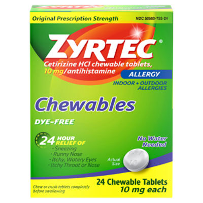 Zyrtec Original Prescription Strength Indoor + Outdoor Allergy Chewable