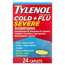 Tylenol Cold + Flu Severe Caplets for Multi-Symptom Relief, 24 ct