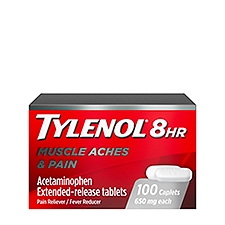 Tylenol 8hr Muscle Aches & Pain Acetaminophen Extended-Release Tablets, 650 mg, 100 count, 100 Each