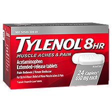 Tylenol 8 Hr Muscle Aches & Pain Acetaminophen 650 mg, Extended-Release Tablets, 24 Each