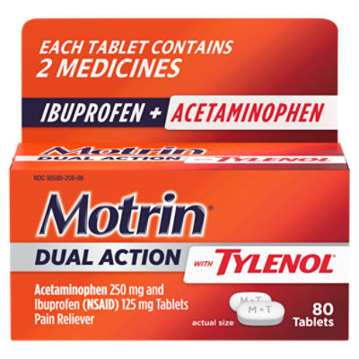 Motrin Dual Action with Tylenol, Ibuprofen & Acetaminophen, 80 ct