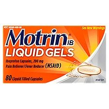 Motrin IB Ibuprofen Liquid Gels, 200 mg, 80 count, 80 Each