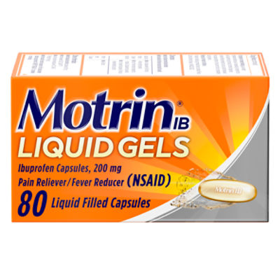 Motrin IB Liquid Gels Ibuprofen Capsules, 200 mg, 80 Count