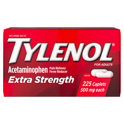 Tylenol Extra Strength Pain Reliever and Fever Reducer Caplets, Acetaminophen, 225 ct