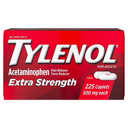 Tylenol Extra Strength Pain Reliever and Fever Reducer Caplets, Acetaminophen, 225 ct