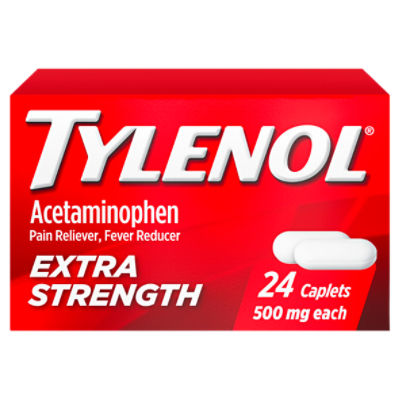 Tylenol Extra Strength Acetaminophen Pain Reliever Fever Reducer, 500 mg, 24 count