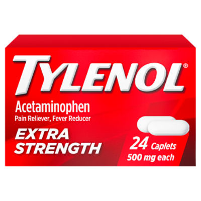 Tylenol Extra Strength Acetaminophen Pain Reliever Fever Reducer, 500 mg, 24 count, 24 Each