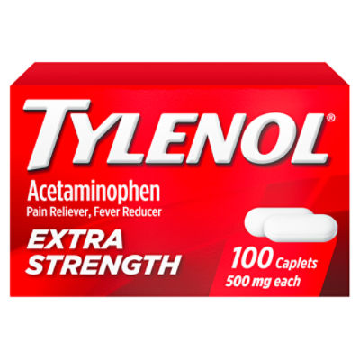 Tylenol Extra Strength for Adults Caplets, 500 mg, 100 count, 100 Each