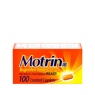 Motrin IB, Ibuprofen 200Mg Tablets For Pain & Fever Relief, 100 CT