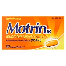 Motrin IB Ibuprofen USP 200 mg, Tablets, 50 Each
