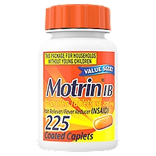 Motrin IB, Ibuprofen 200mg Tablets for Pain & Fever Relief, 225 Ct, 225 Each