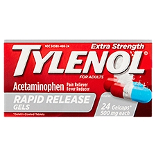 Tylenol Extra Strength Acetaminophen Rapid Release Gels for Adults, 500 mg, 24 count