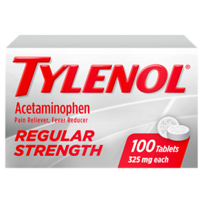 Tylenol Regular Strength Tablets with 325 mg Acetaminophen, 100 ct, 100 Each