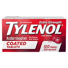 Tylenol Extra Strength Acetaminophen for Adults 500 mg, Coated Tablets, 100 Each