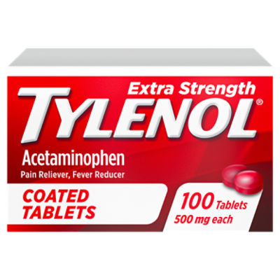 Tylenol Extra Strength Acetaminophen Coated Tablets for Adults, 500 mg, 100 count