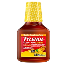 Tylenol Cold + Flu Severe Warming Honey Lemon Flavor Daytime Non-Drowsy Liquid, 8 fl oz