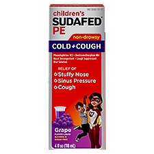 Sudafed PE Children's Grape Flavor Non-Drowsy Cold+Cough Oral Solution Liquid, 4 fl oz, 4 Fluid ounce