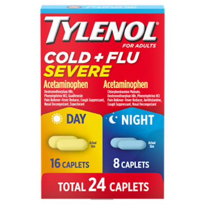 Tylenol Cold + Flu Severe Day & Night Caplets Combo Pack, 24 ct