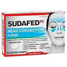 SUDAFED PE Head Congestion & Pain Relief Tablets, 20 each
