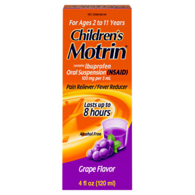 Motrin Children's Grape Flavor Oral Suspension, For Ages 2 to 11 Years, 4 fl oz