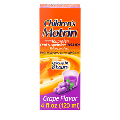 Children's Motrin Grape Flavor Pain Reliever & Fever Reducer Liquid, for Ages 2 to 11, 4 fl oz
