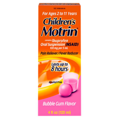 Motrin Children's Bubble Gum Flavor Ibuprofen Oral Suspension, For Ages
