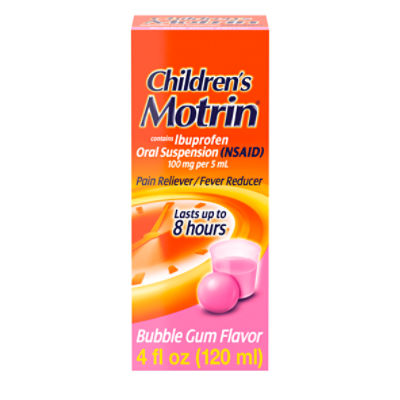 Children's Motrin Bubble Gum Flavor Pain Reliever/Fever Reducer Liquid, 4 fl oz.