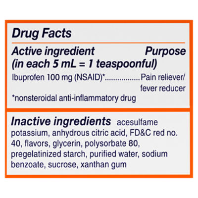 Children's Motrin Bubble Gum Flavor Pain Reliever/Fever Reducer Liquid, 4 fl oz. Image 2 of 9