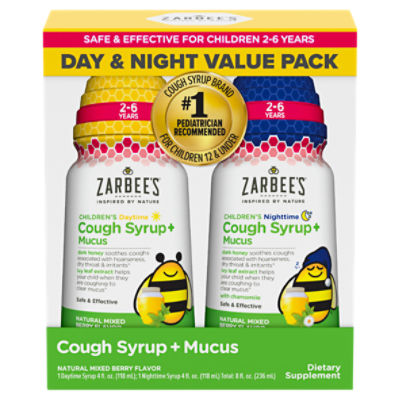 Zarbee's Cough Syrup+Mucus Dietary Supplement Value Pack, 2-6 Years, 4 fl oz, 2 count