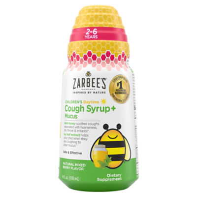Zarbee's Children's Daytime Cough Syrup + Mucus Dietary Supplement, 2-6 Years, 4 fl oz
