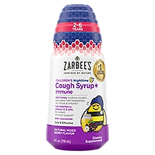 Zarbee's Children's Nighttime Cough Syrup + Immune 2-6 Years, Dietary Supplement, 4 Fluid ounce