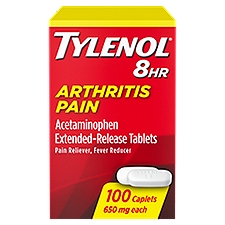 Tylenol 8 Hour Arthritis & Joint Pain Acetaminophen Caplets, 100 Count, 100 Each