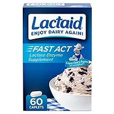 Lactaid Fast Act Lactose Intolerance Caplets, 60 Travel Packs of 1-ct