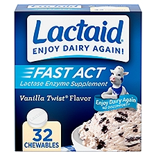 Lactaid Fast Act Lactose Relief Chewables, Vanilla, 32 Packs of 1 ct