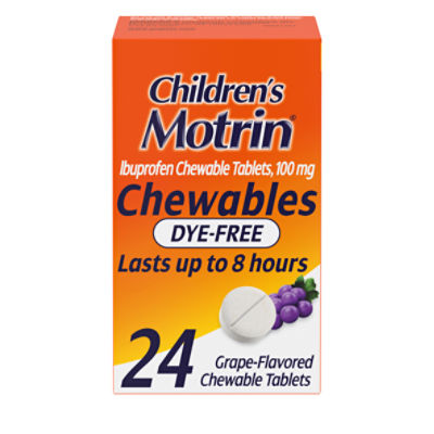 Children's Motrin Dye-Free Ibuprofen Chewable Tablets, Grape, 24 Ct