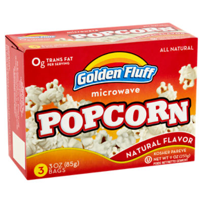 Golden Fluff Natural Flavor Microwave Popcorn, 3 oz, 3 count