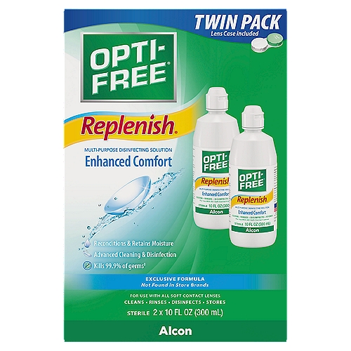 Opti-Free Replenish Multi-Purpose Disinfecting Solution Twin Pack, 10 fl oz, 2 count