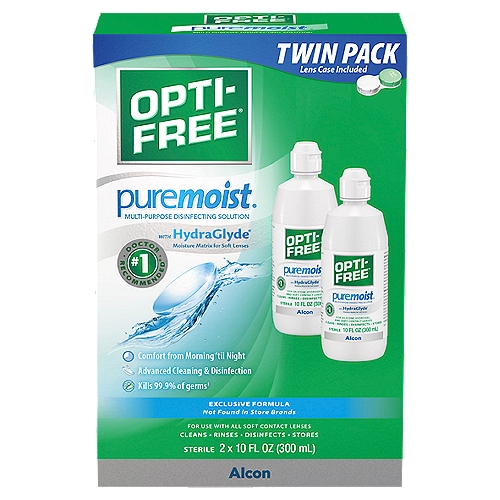Opti-Free Puremoist Multi-Purpose Disinfecting Solution Twin Pack, 10 fl oz, 2 count