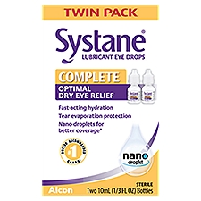Systane Complete Optimal Dry Eye Relief Lubricant Eye Drops Twin Pack, 1/3 fl oz, 2 count