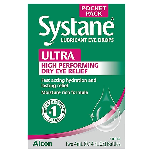 Systane Ultra Lubricant Eye Drops Pocket Pack, 0.14 fl oz, 2 count