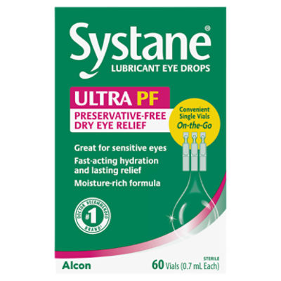 Alcon Systane Ultra PF Preservative-Free Dry Eye Relief Lubricant Eye Drops, 60 count, 1.42 Fluid ounce