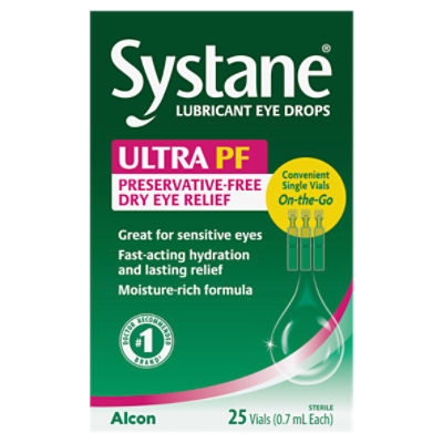 Alcon Systane Ultra PF Preservative-Free Dry Eye Relief Lubricant Eye Drops, 25 count, 25 Each