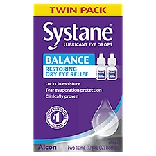 Systane Balance Restoring Dry Eye Relief Lubricant Eye Drops Twin Pack, 1/3 fl oz, 2 count