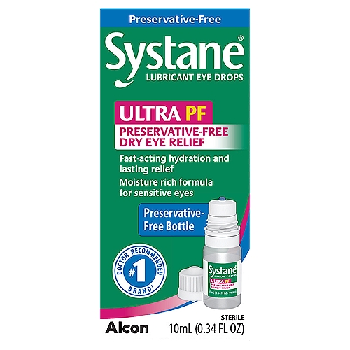 Alcon Systane Ultra PF Preservative-Free Dry Eye Relief Lubricant Eye Drops, 0.34 fl oz