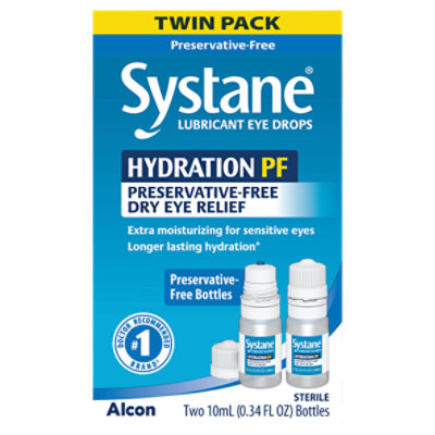 Alcon Systane Hydration PF PreservativeFree Lubricant Eye Drops Twin Pack, 0.34 fl oz, 2 count